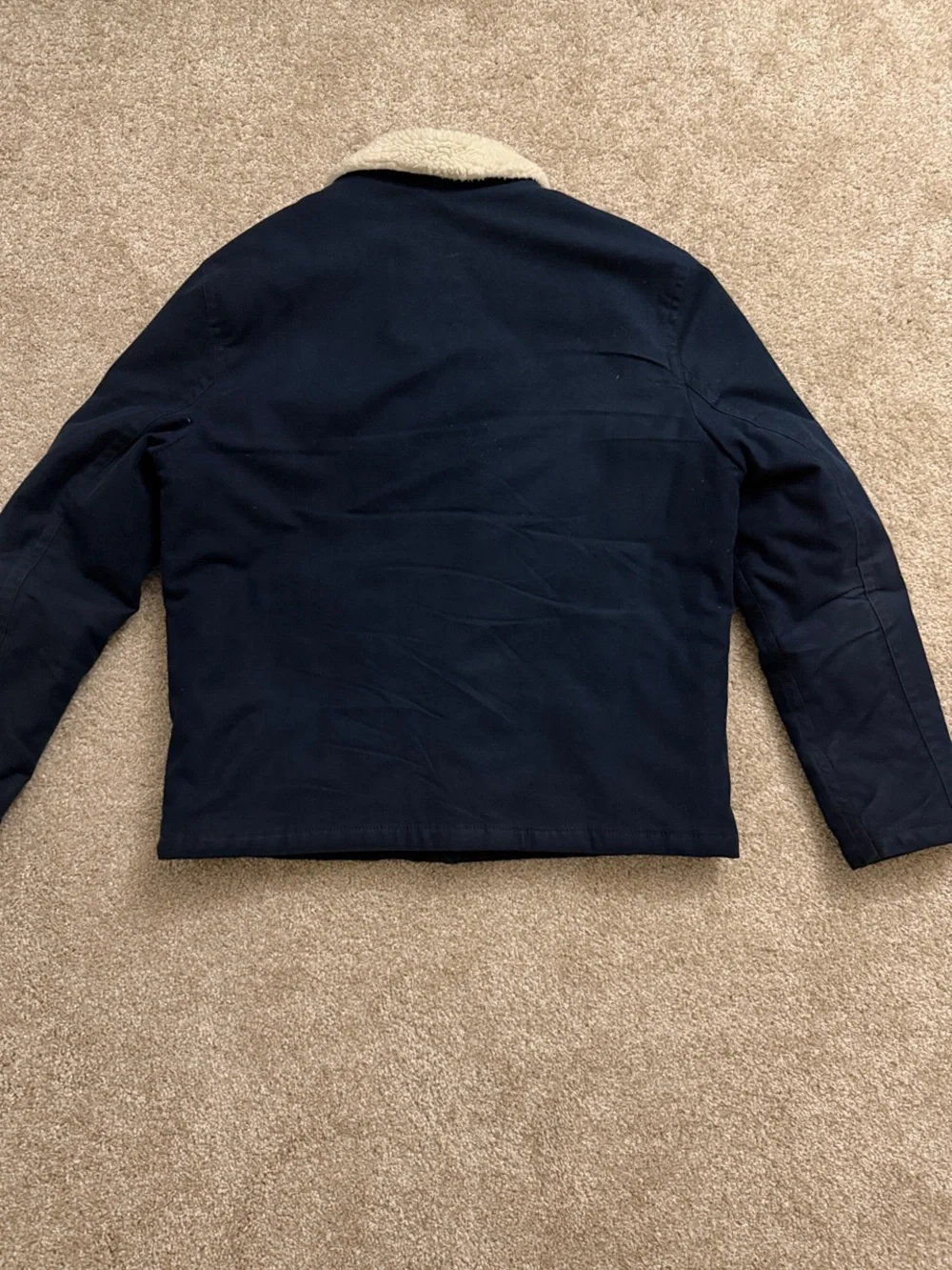 Banana Republic Navy Jacket with Cream Sherpa Collar Size L